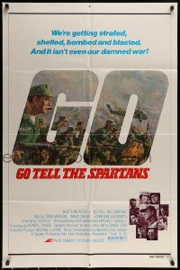 6f336 GO TELL THE SPARTANS 1sh '78 cool Kunstler art of Burt Lancaster in Vietnam War!
