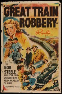 6f345 GREAT TRAIN ROBBERY 1sh '41 Bob Steele, no connection with the 1903 Edison version!