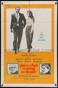 6f353 GUESS WHO'S COMING TO DINNER 1sh '67 Sidney Poitier, Spencer Tracy, Katharine Hepburn!