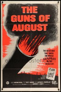 6f356 GUNS OF AUGUST 1sh R60s World War I documentary, narrated by Fritz Weaver!