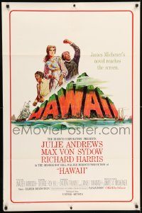 6f364 HAWAII 1sh '66 Julie Andrews, Max von Sydow, Richard Harris, written by James A. Michener!