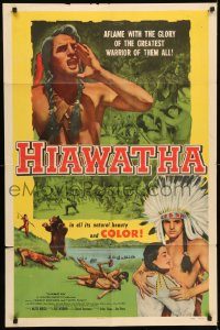 6f379 HIAWATHA 1sh '53 Vince Edwards is the greatest Native American Indian warrior of them all!