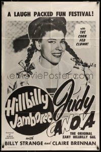 6f385 HILLBILLY JAMBOREE 1sh '60 original zany hillbilly gal Judy Canova w/the Corn Fed Clown!