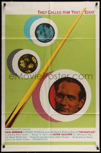 6f408 HUSTLER 1sh R64 Paul Newman, completely different with pool cue & images in balls!