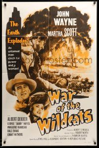 6f414 IN OLD OKLAHOMA 1sh R59 John Wayne, Martha Scott, cool artwork, War of the Wildcats!