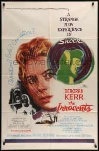 6f419 INNOCENTS 1sh '62 Deborah Kerr is outstanding in Henry James' English classic horror!