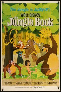 6f442 JUNGLE BOOK 1sh '67 Disney classic, great cartoon image of Mowgli & his friends!