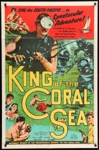 6f453 KING OF THE CORAL SEA 1sh '56 Chips Rafferty, Rod Taylor, Charles Tingwell!
