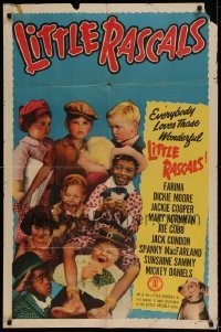 6f481 LITTLE RASCALS 1sh '50 great images of Farina, Dickie Moore, Jackie Cooper, rare!