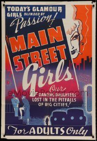 6f511 MAIN STREET GIRL 1sh '39 today's Main Street Girls blinded by passion in big cities, rare!