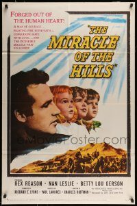 6f544 MIRACLE OF THE HILLS 1sh '59 Rex Reason was a man of courage fighting fire with faith!