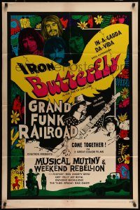 6f568 MUSICAL MUTINY/WEEKEND REBELLION 1sh '70 Iron Butterfly, Grand Funk Railroad double-bill!