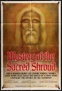 6f572 MYSTERY OF THE SACRED SHROUD 1sh '70s the Shroud of Turin, religious artwork by M. Boggs!