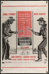 6f587 NIGHT PASSAGE military 1sh R60s best full-length art of Jimmy Stewart & Audie Murphy!