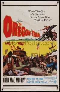 6f615 OREGON TRAIL 1sh '59 MacMurray, the battle-cry 54-40 or Fight resounded across the West!