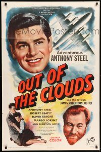 6f618 OUT OF THE CLOUDS 1sh '57 airplane pilot Anthony Steel, James Robertson Justice
