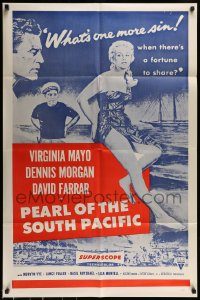 6f627 PEARL OF THE SOUTH PACIFIC military 1sh '55 sexy Virginia Mayo in sarong & Dennis Morgan!