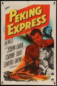 6f630 PEKING EXPRESS 1sh '51 Joseph Cotten in China, directed by William Dieterle!
