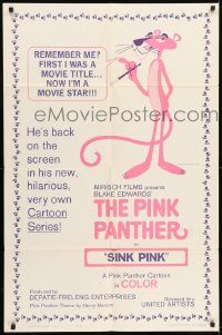 6f640 PINK PANTHER 1sh '65 Friz Freleng & Hawley Pratt directed cartoon, Sink Pink!