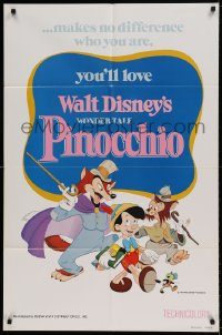 6f641 PINOCCHIO 1sh R78 Disney classic fantasy cartoon about a wooden boy who wants to be real!