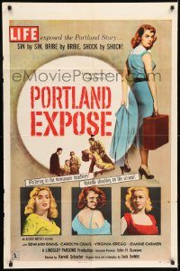6f654 PORTLAND EXPOSE 1sh '57 sexy bad girl, sin by sin, bribe by bribe, shock by shock!