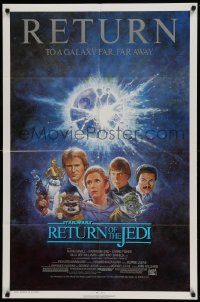 6f688 RETURN OF THE JEDI NSS style 1sh R85 George Lucas classic, Mark Hamill, Ford, Tom Jung art!