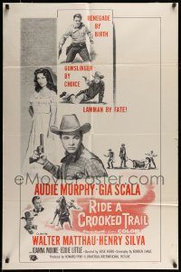6f691 RIDE A CROOKED TRAIL military 1sh R60s Audie Murphy faces a killer mob & a fear-crazed town!