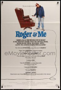 6f706 ROGER & ME 1sh '89 1st Michael Moore documentary, about General Motors CEO Roger Smith!