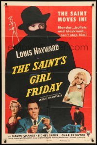 6f718 SAINT'S GIRL FRIDAY 1sh '54 sexy Diana Dors & bullets can't stop Louis Hayward!