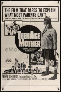 6f838 TEENAGE MOTHER 1sh '66 way more than nine months of trouble, camp classic!