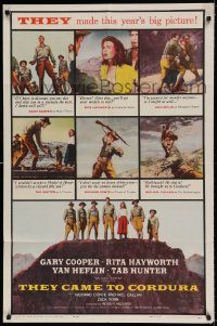 6f855 THEY CAME TO CORDURA 1sh '59 Gary Cooper, Rita Hayworth, Tab Hunter, Van Heflin!