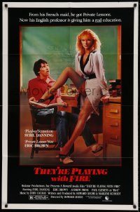 6f857 THEY'RE PLAYING WITH FIRE 1sh '84 sexy Playboy Sensation Sybil Danning is the teacher!