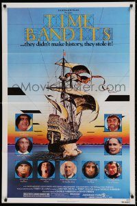 6f877 TIME BANDITS 1sh '81 John Cleese, Sean Connery, art by director Terry Gilliam!