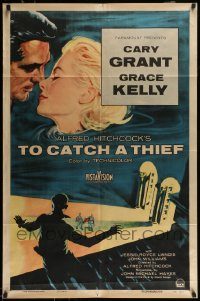 6f879 TO CATCH A THIEF 1sh '55 great art of beautiful Grace Kelly & Cary Grant, Alfred Hitchcock!