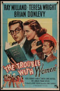 6f905 TROUBLE WITH WOMEN style A 1sh '46 artwork of Ray Milland, Teresa Wright, Brian Donlevy!