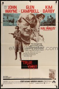 6f907 TRUE GRIT G-rated 1sh '69 John Wayne as Rooster Cogburn, Kim Darby, Glen Campbell
