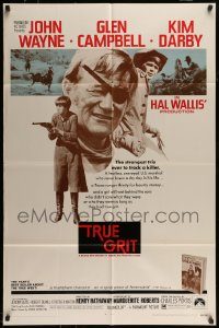 6f908 TRUE GRIT M-rated 1sh '69 John Wayne as Rooster Cogburn, Kim Darby, Glen Campbell