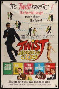 6f914 TWIST AROUND THE CLOCK 1sh '62 Chubby Checker in the first full-length Twist movie!