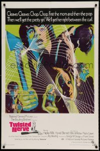 6f915 TWISTED NERVE int'l 1sh '69 Hayley Mills, Roy Boulting English horror, cool psychedelic art!