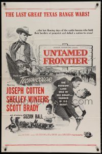 6f927 UNTAMED FRONTIER military 1sh R60s cowboy Joseph Cotten, sexy showgirl Shelley Winters!