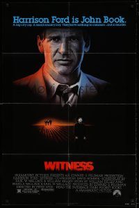 6f976 WITNESS 1sh '85 big city cop Harrison Ford in Amish country, directed by Peter Weir!