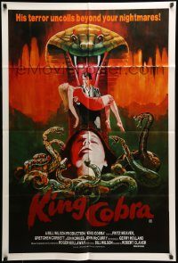 6g762 KING COBRA Aust 1sh '81 Jaws of Satan, great different horror art by Lutz Peltzer!