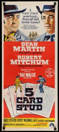 6g772 5 CARD STUD Aust daybill '68 cowboys Dean Martin & Robert Mitchum play poker!