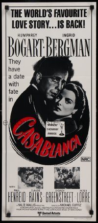 6g812 CASABLANCA Aust daybill R80s Humphrey Bogart, Ingrid Bergman, Michael Curtiz classic!