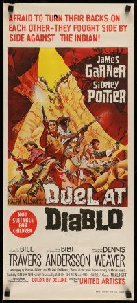 6g830 DUEL AT DIABLO Aust daybill '66 cool art of Sidney Poitier & James Garner surrounded!