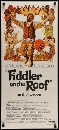6g838 FIDDLER ON THE ROOF Aust daybill '71 cool artwork of Topol & cast by Ted CoConis!