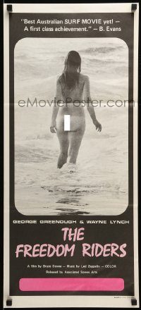 6g846 FREEDOM RIDERS Aust daybill '72 completely naked Aussie surfer girl, black border design!