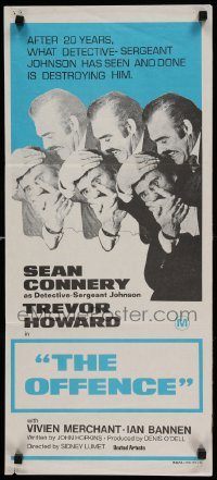 6g923 OFFENCE Aust daybill '73 Sean Connery, Trevor Howard, directed by Sidney Lumet!