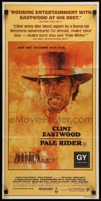 6g927 PALE RIDER Aust daybill '85 great artwork of cowboy Clint Eastwood by C. Michael Dudash!