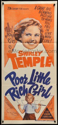 6g931 POOR LITTLE RICH GIRL Aust daybill R50s Shirley Temple as drum major, Alice Faye, Haley!